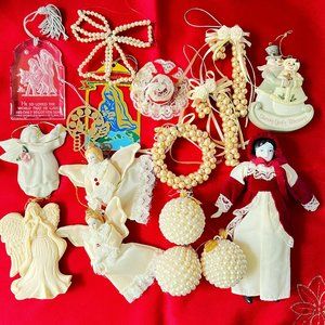 Lot 17 Vintage Victorian Ornaments Collection Angels Avon Pearls Religious